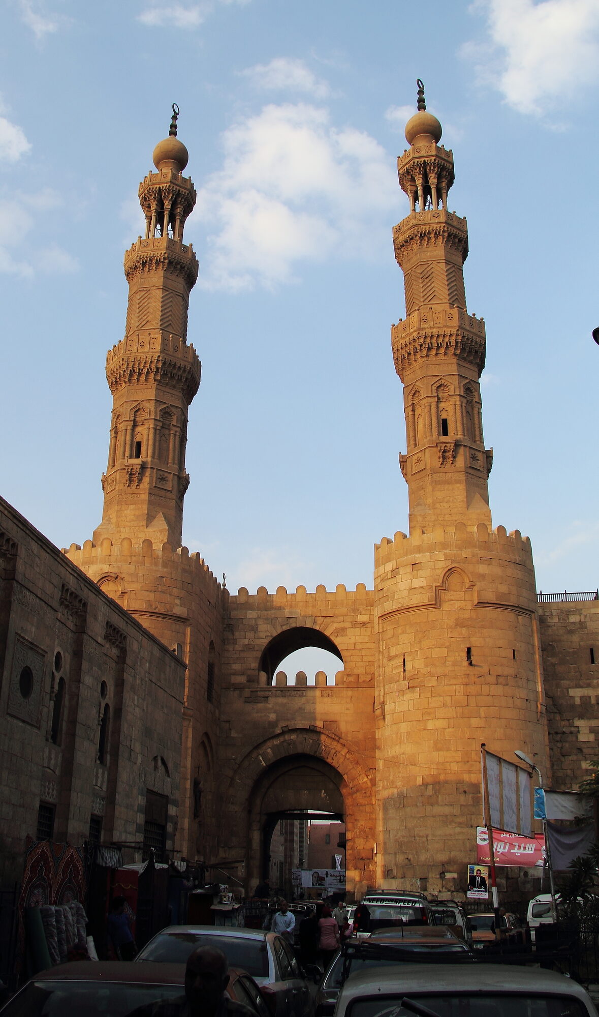 Bab Zuwayla — Fatimid gate of Cairo with the twin minarets of the Sultan al-Mu'ayyad Mosque